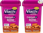 Viactiv Max Formula Calcium +Vitamin D3 Supplement for Bone Health, Rich Caramel, 100 Soft Chews - 2 Pack