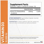 ForestLeaf Vitamin D3 10,000 IU | VIT D - VIT D3 Vitamin D Supplements for Women and Men | Bone Health, Teeth and Immune Support | Easy to Swallow Pills | High Potency Daily, 6-Month Supply, 180 Caps