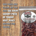 Old Trapper Beef Jerky, Peppered 8 Ounce Pack, Spicy Meat Snacks for Lunches or Between Meals, 11 Grams of Protein, Zero Grams of Fat, and 70 Calories per Serving (Pack of One)
