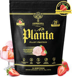 Ambrosia Planta - Premium Plant-Based Protein | Vegan & Keto Friendly | Gourmet Flavors with No Bloating or Stomach Upset | No Added Sugar | 14 Servings | (Strawberry Ice Cream)