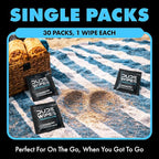 DUDE Wipes On-The-Go Unscented Travel Wipes - 30 Count (Individually Wrapped) - Extra-Large Adult Flushable Wipes for Sensitive Skin - Infused with Vitamin E and Aloe - Septic and Sewer Safe