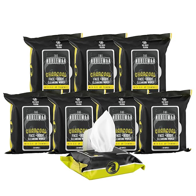 The Nobleman Cleansing Wipes Variety Pack (8 Packs, Charcoal)