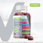 Viteey Multivitamin Gummies 8 in 1 Immune Support Supplement with Probiotics - Immune Boosters for Adults & Teens - Vegetarian, Gelatin Free, GMO Free - Chewable Berry Flavored Pectin Immune Defense