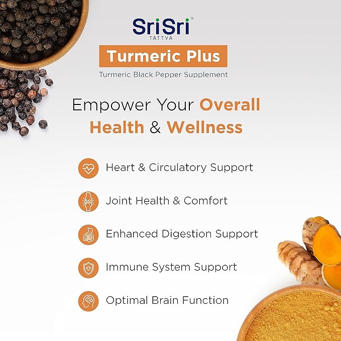 Turmeric Plus Joint Support Supplement – Turmeric Curcumin with Black Pepper for Digestion and Immune Support – Non-GMO, Organic Turmeric for Inflammatory Response, 500mg (60 Tabs)