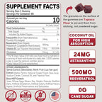 Astaxanthin Supplements 24mg Gummies with Resveratrol, Vitamin B1, Coconut Oil - Algae Organic Antioxidants for Men & Women Healthy Aging, Skin, Eyes, Immune - Vegan, Sugar-Free, Non-GMO, 120 Servings