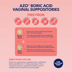 AZO® Boric Acid Vaginal Suppositories for Women, Helps Support Odor Control with Clinically Studied Boric Acid, Non-GMO (Pack of 60)