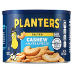 PLANTERS Salted Cashew Halves & Pieces, Party Snacks, Plant-Based Protein 8oz (1 Canister)