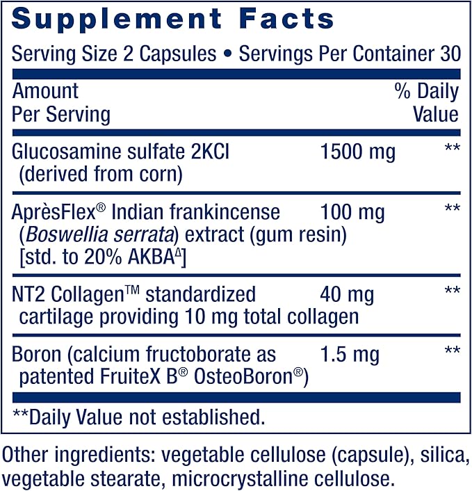 Life Extension ArthroMax® Advanced NT2 Collagen™ & AprèsFlex®, glucosamine sulfate, Boswellia (Indian Frankincense), Joint Health, Mobility, Gluten-Free, Non-GMO, 60 Capsules