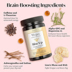 Winged Wellness Rise Up, Energy & Focus Gummies for Women - Daily Brain Boost Gummy Supplement with Natural Caffeine, Ashwagandha, B12, Nootropics Alpha-GPC & Lion’s Mane - Pineapple, 60 Gummies