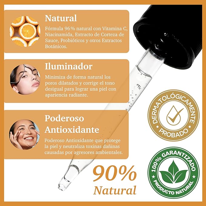 Purifect Vitamin C Brightening Facial Serum with Niacinamide & Vitamin E - Hydrating Serum for Face, Supports Even Skin Tone, Lightweight Daily Skincare, Made in USA - 1 fl oz