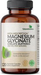 Futurebiotics Magnesium Glycinate 200 MG per Serving Chelated for High Absorption, Gentle On Stomach, Non-GMO, 120 Vegetarian Capsules