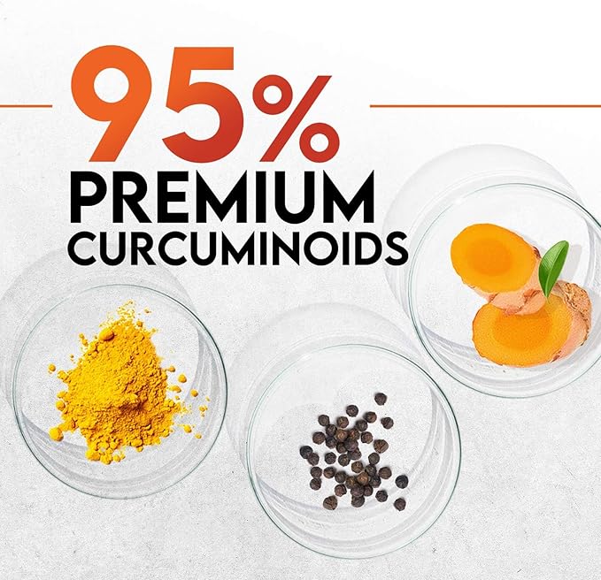 Turmeric Curcumin Supplement - 1800mg Organic Turmeric Per Serving - 95% Curcuminoids & BioPerine Black Pepper Extract for Best Absorption - Natural Vegan Joint Support, Bottled in USA - 120 Capsules