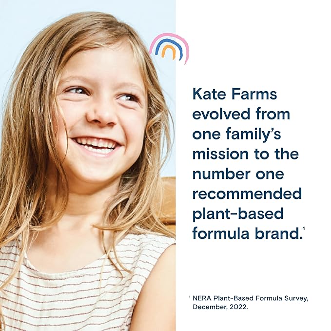 KATE FARMS Organic Plant Based Pediatric 1.2 Sole Source Vanilla Nutrition Shake,12g of protein,27 Vitamins and Minerals,Meal Replacement Drink for Kids,Non-GMO,8.45 Fl oz,(Pack of 24)