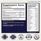 Greensential Collagen Peptides Plus Powder 21oz | + Acerola Vitamin C & Hyaluronic Acid | 100% Hydrolyzed Grass-Fed | Hair, Skin, Nail & Joint Support | Easy to Mix, Unflavored, 28 Servings