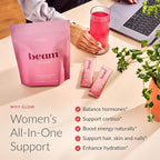 Beam Glow Hormone Balance Supplement for Women – Cortisol Supplement for Women, PMS Relief Supplement, Perimenopause & PCOS Support, Womens Vitamins, Thyroid Support with Ashwagandha & Selenium