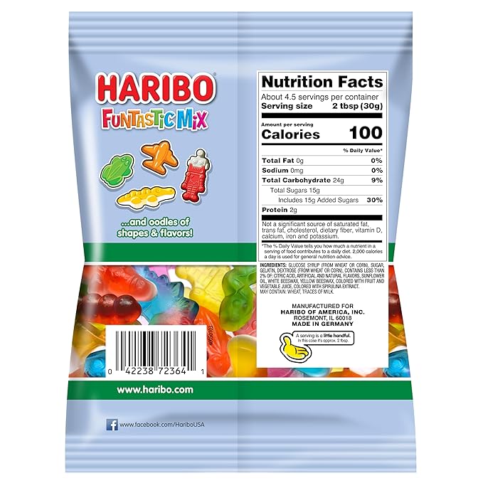 Haribo Gummi Candy | Funtastic Mix in Shareable Size Bags | Many Shapes & Flavors, 5 oz. (Pack of 12)