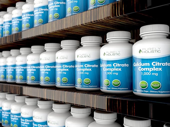 Calcium Citrate 1000mg | Healthy Bone & Teeth Support | High Absorption Cal Citrate | Gentle on Digestion | Vegan & Non-GMO | 3 Month Supply | Calcium Supplements for Women & Men | 365 Capsules