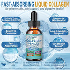 Collagen Peptides Liquid Drops, Multi Collagen Peptide for Skin Hair Nail Joints Bones Gut Health, Hydrolyzed Liquid Collagen Peptides w/Glucosamine Chondroitin MSM Biotin Vitamins for Women and Men