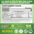 Black Seed Oil Gummies for Adults & Kids 9+, Chlorophyll & Sea Moss Supplement, Biotin with Hydrolyzed Collagen for Skin, Hair & Nails, Vit E, C, Zinc for Immune, Overall Health, Organic Cold Pressed