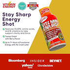 Vitamin Energy Focus+ Extra Strength Energy Shot Fruit Punch 48 Pack, 260mg Natural Caffeine, B-Vitamins, CoQ10, Amino Acids, Focus, Productivity & Clarity, Zero Sugar, Gluten-Free, 1.93 fl oz