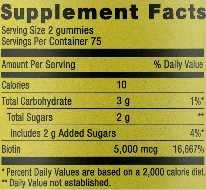 Spring Valley Biotin 5000mcg- Blueberry Flavor, Hair Skin and Nails 150 Gummies (Pack of 1), Set by Basket Goods
