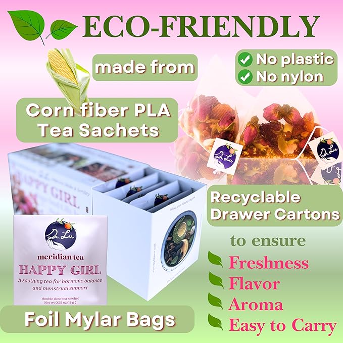 Dr. Lu's Happy Girl Tea | 100% Natural Herbal Tea for Hormone Balance, Menstrual, PMS, PCOS & Menopause | Antioxidant & Anti-Aging Rose Tea with Raspberry Leaf, Cranberries, Goji Berries & More