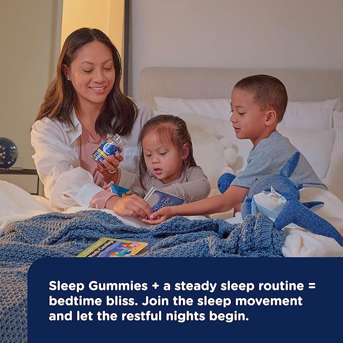 Mommy's Bliss Kids Sleep Melatonin Gummies, Non Habit-Forming with No Artificial Colors, Flavors or Gelatin - Age 3 Years+ - Strawberry Flavor - 100 Sleep Gummies,(Pack of 2)