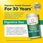 Renew Life Digestive Duo Probiotic and Enzymes Vegetarian Capsules, Probiotic Promotes Digestive Health, Fast-Acting Enzymes Aid Digestion, With Soothing Herbs - 30 Count