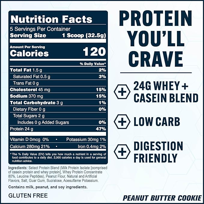 PEScience Select Protein Powder, Whey and Casein Blend, Lean Protein Powder for Women and Men, Low Calorie, Low Carb, Keto Friendly, Gluten Free, Peanut Butter Cookie - 5 Servings