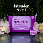 goodwipes Flushable Butt Wipes - Vitamin E & Aloe - Sewer & Septic Safe - Extra Large Adult Wet Wipes For Women & Men - Bathroom Essentials - Lavender, 418 Count (8 Packs + 1 Travel)