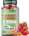 Yuve Natural Sugar Free Probiotic Gummies 5 Billion CFU, Helps with Constipation, Bloating & Leaky Gut - Vegan, Gluten-Free & Non-GMO - 60ct