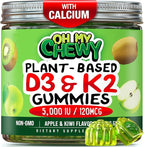 OH MY CHEWY Center-Filled Vitamin D3 K2 & Calcium Gummies - Supplement for Healthy Teeth, Bone & Energy - 5000 IU D3, 120 mcg K2(MK-7), 120 mg CA - Vegan & Non-GMO - 60 Count