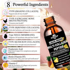 Multi Collagen Peptides Liquid Drops for Women & Men-Type I, II, III, V, X丨Hydrolyzed Collagen Peptides, Collagen Proteins W. Hyaluronic Acid, Biotin & Vitamin C for Hair Skin & Joint Gut Health