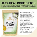 BREWIX, Jasmine Green Tea (25 Pyramid Tea Bags) | High Grown Green Tea from Himalayas with Jasmine | Caffeinated Tea Loose Leaf | High Elevation Grown