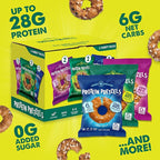 CRISP POWER Protein Pretzels, Variety Pack With Sea Salt, Sesame, & Everything, Up To 28G Protein, High Protein Snack, High Fiber, Low Carb Crunchy Pretzel Snacks, No Added Sugar, 1.75 oz Bags, 24 Pack, Vegan, Keto
