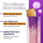 ILO Mucin Collagen Jelly Stick – 300 Dalton Ultra-Absorption, Plant-Based Mucin & Low-Molecular Fish Collagen for Radiant Glow – Korean Skin Glow Booster, Donut Peach Flavor, 10 Sticks