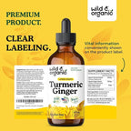 Wild & Organic Turmeric and Ginger Supplement Drops - Joint & Immune Support - Liquid Turmeric Curcumin with Black Pepper and Ginger - Curcumin Supplement - Vegan, Sugar & Alcohol-Free Tincture - 4 oz