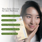 HEALTHY PLACE Double Toning White Liposome Glutathione Korean Beauty Supplement – Liposomal L-Glutathione, Vitamin C 500 mg, Vitamin E, Biotin & Fish Collagen 500 mg, Lime-Lemon Flavor – 30 Packets