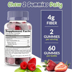Mixed Berry Flavored Prebiotic Fiber Gummies - Supports Digestive System Through Gut Cleansing and Constipation Relief - Assists with Weight Loss Plan - Great Tasting and Easy to Swallow