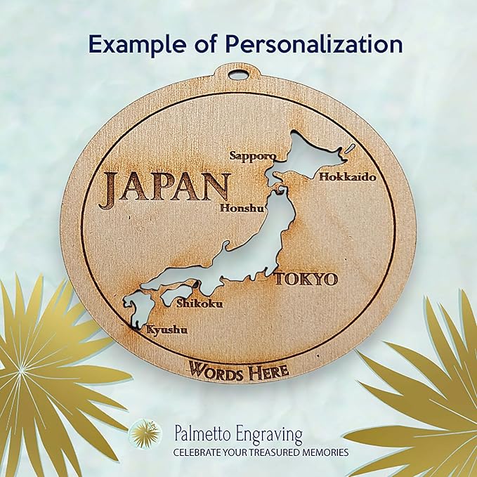 Personalized Japan Ornaments, Japanese Christmas Tree Ornaments, Souvenirs, Keepsakes, and Gifts