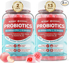 Probiotic + Prebiotic Gummies for Adults & Kids 4+, Sugar Free Chewable Probiotic 50Billion CFUs w/Fiber, Vitamin B1 B2 D3 & Zinc, for Digestive & Gut Health, Boost Microflora Diversity, Vegan 120 Cts