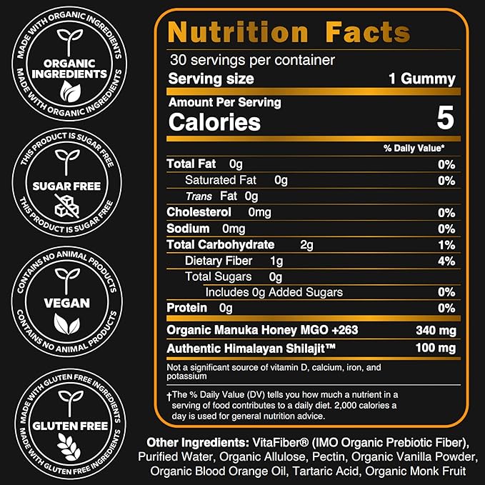 Organic SHILAJIT Gummies by NutroTonic | Shilajit for Men & Women | Cane Sugar Free, Sweetened by Organic Manuka Honey | Clean Formula | Natural Fulvic & Humic Acid | 30 Healthy Gummies (6)