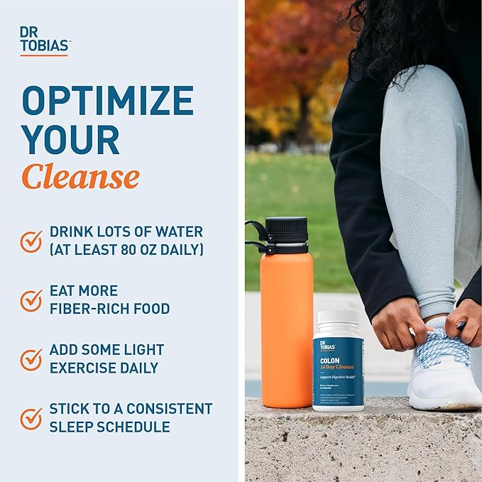 Dr. Tobias Colon Cleanse - Constipation Relief & Gut Health Support for Women & Men | 14 Day Colon Cleanser for a Gentle Colon Detox & Gut Flush 24 Capsules (1–2 Daily)