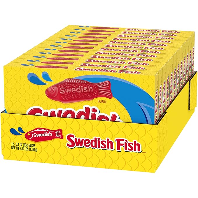 SWEDISH FISH Soft & Chewy Candy, Easter Candy, 12 - 3.1 oz Boxes
