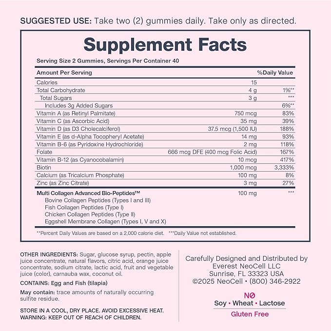 NeoCell Womens Multivitamin Gummy | 80 Gummies | Multi with Advanced Collagen | with Essential Minerals | Berry Flavor