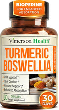 Boswellia Serrata Turmeric Supplement for Joint Support & Inflammation Balance – Turmeric Boswellia Supplement with Ginger & Black Pepper Extract for Enhanced Absorption – Non-GMO - 60 Capsules