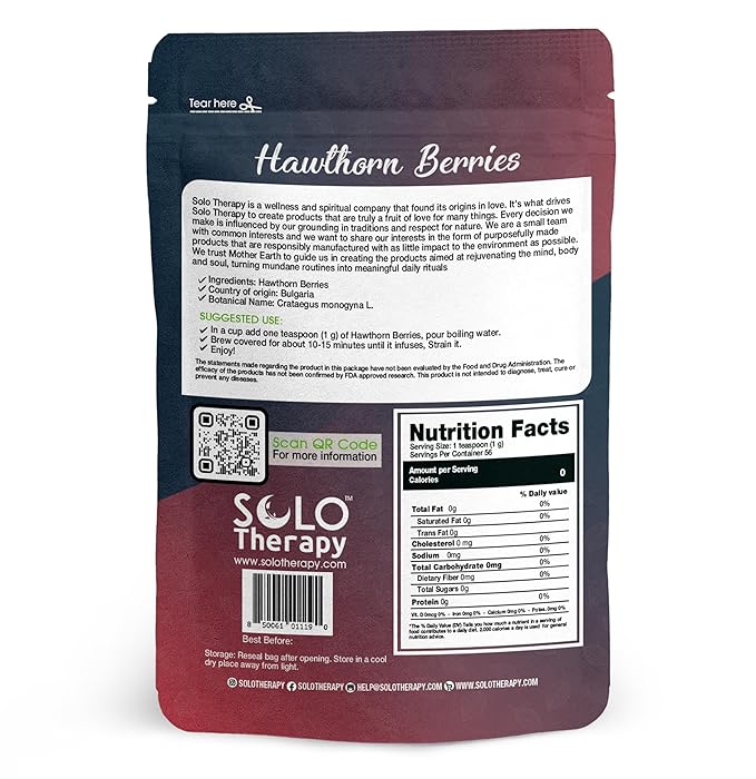 Hawthorn Berry Tea - 56 grams - Hawthorn Berries Whole Herbal Tea - Resealable Bag - 56 grams - Premium Quality (Hawthorn Berries)