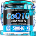 CoQ10 Gummies for Adults 500mg – Sugar Free, 120 Gummies – with Omega-3, Vitamin B3 & Zinc – Supports Heart Health, Cellular Energy & Antioxidant Support Gummy Chews