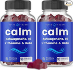 NutraChamps Calm Gummies, Stress Gummies Supplement with Ashwagandha, L-Theanine, GABA, Vitamin B6 & Lemon Balm, 90 Gummies (Pack of 2)