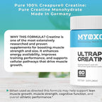 MYOXCIENCE Creapure® Creatine Monohydrate | Supports Strength & Muscle Mass, Cognition and Lean Body Mass | Unflavored 60 Servings